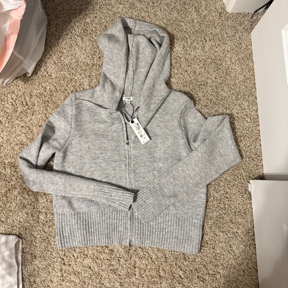 NWT Garage Grey Knit Zip Up Spongy Hoodie - Picture 4 of 4
